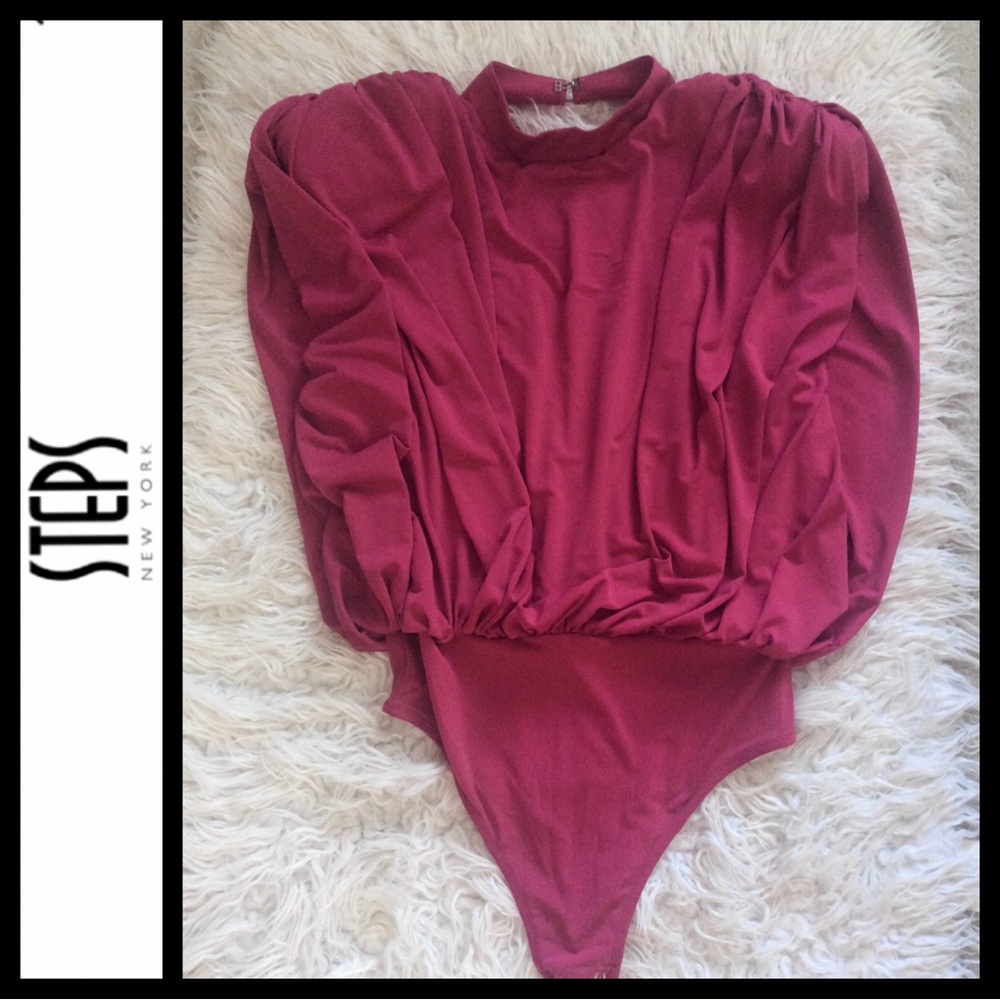 NWT Steps New York Padded Shoulder Bodysuit